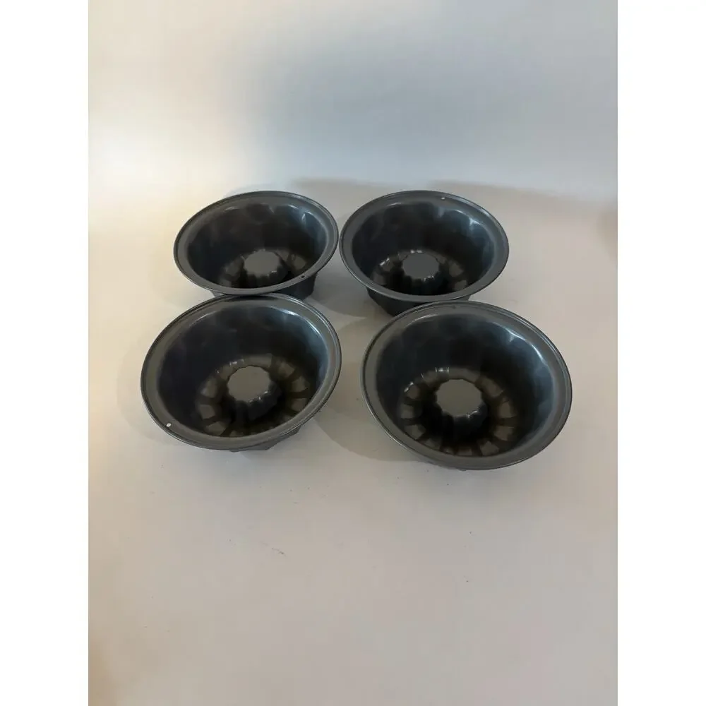 4 Mini Bundt Cake Pans Small Individual Nonstick 4.5 